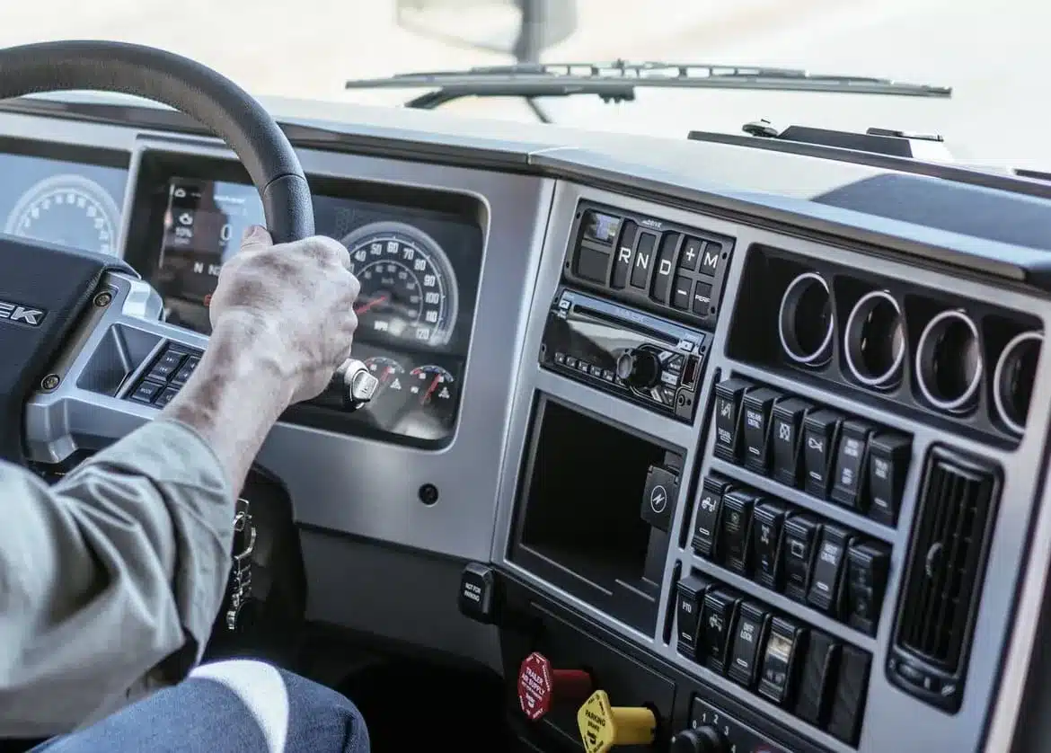 Close up of the Mack Anthem dashboard
