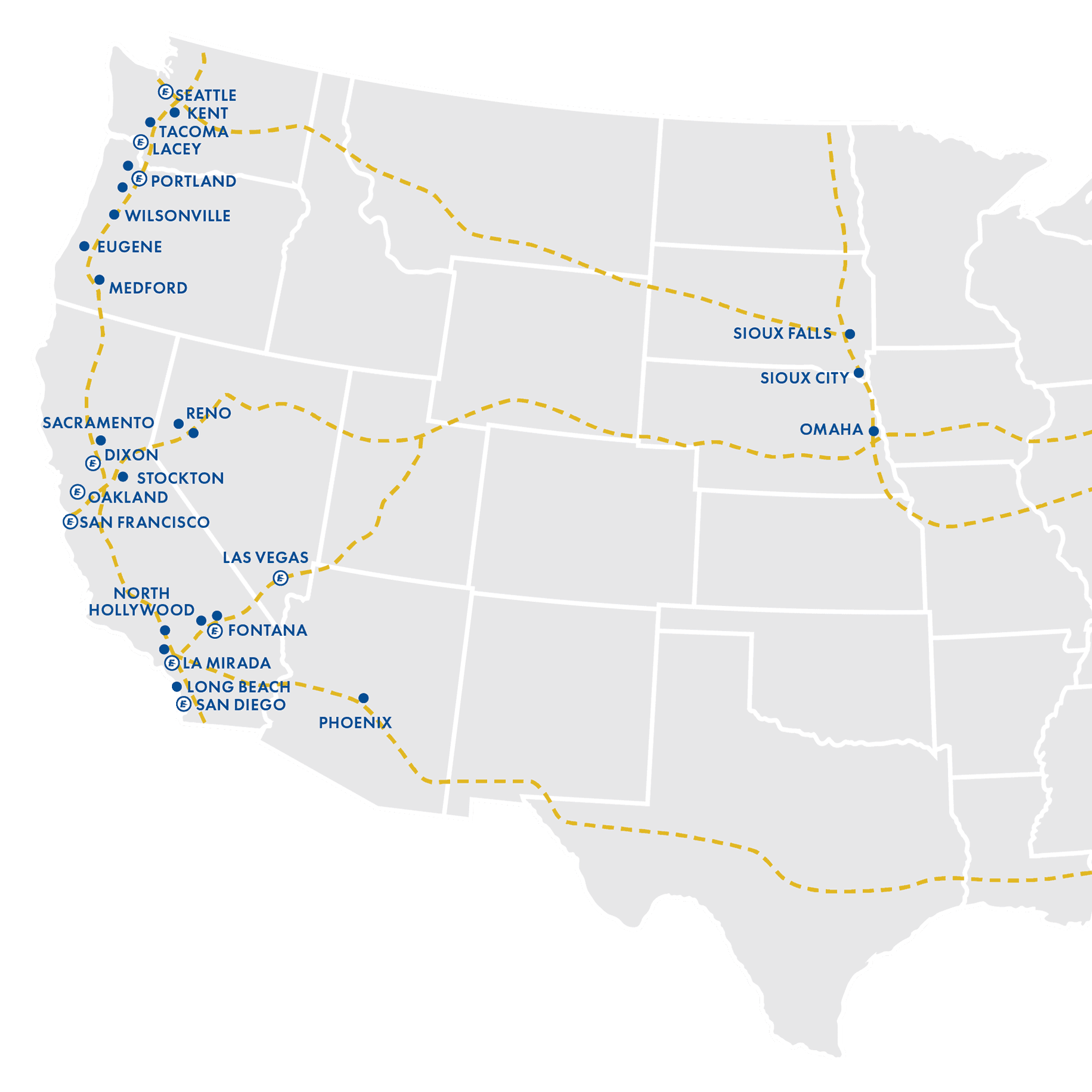 Map of TEC Equipment EV locations